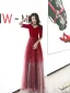 Affordable Red Evening Dresses  2020 A-Line / Princess V-Neck 1/2 Sleeves Appliques Star Sequins Floor-Length / Long Ruffle Backless Formal Dresses