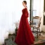 Élégant Rouge Robe De Soirée 2020 Princesse Transparentes Encolure Dégagée Gonflée 3/4 Manches Appliques En Dentelle Perlage Longue Volants Dos Nu