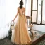 Vintage / Retro Gold Evening Dresses  2020 A-Line / Princess High Neck Short Sleeve Beading Floor-Length / Long Ruffle Backless Formal Dresses