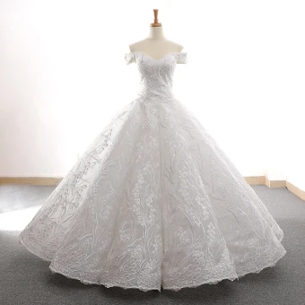 Haut De Gamme Blanche Dansant Robe De Bal 2023 Robe Boule De L Épaule Manches Courtes Meilleur Appliques En Dentelle Longue Volants Dos Nu Robe De Ceremonie