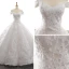 High-end White Dancing Prom Dresses 2023 Ball Gown Off-The-Shoulder Short Sleeve Best Appliques Lace Floor-Length / Long Ruffle Backless Formal Dresses