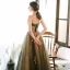 Chic / Beautiful Clover Green Evening Dresses  2020 A-Line / Princess Strapless Sleeveless Appliques Sequins Glitter Tulle Floor-Length / Long Ruffle Backless Formal Dresses