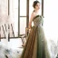 Chic / Beautiful Clover Green Evening Dresses  2020 A-Line / Princess Strapless Sleeveless Appliques Sequins Glitter Tulle Floor-Length / Long Ruffle Backless Formal Dresses