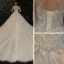 Luxury / Gorgeous Champagne See-through Bridal Wedding Dresses 2020 Ball Gown High Neck Short Sleeve Backless Appliques Lace Handmade  Beading Glitter Tulle Cathedral Train