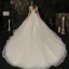 Vintage / Originale Champagne Transparentes La Mariée Robe De Mariée 2020 Robe Boule Col Haut Manches Courtes Dos Nu Glitter Appliques En Dentelle Perlage Cathedral Train Volants