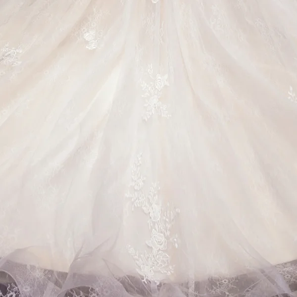 Vintage / Retro Champagne See-through Wedding Dresses 2020 Ball Gown High Neck 3/4 Sleeve Backless Flower Appliques Lace Beading Pearl Cathedral Train