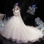 Modeste Ivoire La Mariée Robe De Mariée 2020 Robe Boule V-Cou 3/4 Manches Appliques En Dentelle Perlage Perle Cathedral Train Volants