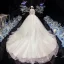 Modeste Ivoire La Mariée Robe De Mariée 2020 Robe Boule V-Cou 3/4 Manches Appliques En Dentelle Perlage Perle Cathedral Train Volants