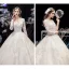 Modeste Ivoire La Mariée Robe De Mariée 2020 Robe Boule V-Cou 3/4 Manches Appliques En Dentelle Perlage Perle Cathedral Train Volants