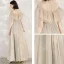 Elegant Champagne Grey See-through Evening Dresses  2020 A-Line / Princess High Neck Short Sleeve Beading Floor-Length / Long Ruffle Formal Dresses