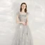 Lovely Grey Prom Dresses 2020 A-Line / Princess Shoulders Sleeveless Butterfly Appliques Lace Beading Ankle Length Ruffle Backless Formal Dresses