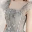 Lovely Grey Prom Dresses 2020 A-Line / Princess Shoulders Sleeveless Butterfly Appliques Lace Beading Ankle Length Ruffle Backless Formal Dresses
