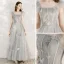 Lovely Grey Prom Dresses 2020 A-Line / Princess Shoulders Sleeveless Butterfly Appliques Lace Beading Ankle Length Ruffle Backless Formal Dresses