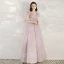Elegante Pink Abendkleider 2020 A Linie V-Ausschnitt Ärmellos Applikationen Pailletten Glanz Tülle Lange Rüschen Rückenfreies Festliche Kleider