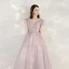 Elegante Pink Abendkleider 2020 A Linie V-Ausschnitt Ärmellos Applikationen Pailletten Glanz Tülle Lange Rüschen Rückenfreies Festliche Kleider