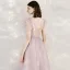 Elegante Pink Abendkleider 2020 A Linie V-Ausschnitt Ärmellos Applikationen Pailletten Glanz Tülle Lange Rüschen Rückenfreies Festliche Kleider
