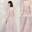 Elegante Pink Abendkleider 2020 A Linie V-Ausschnitt Ärmellos Applikationen Pailletten Glanz Tülle Lange Rüschen Rückenfreies Festliche Kleider