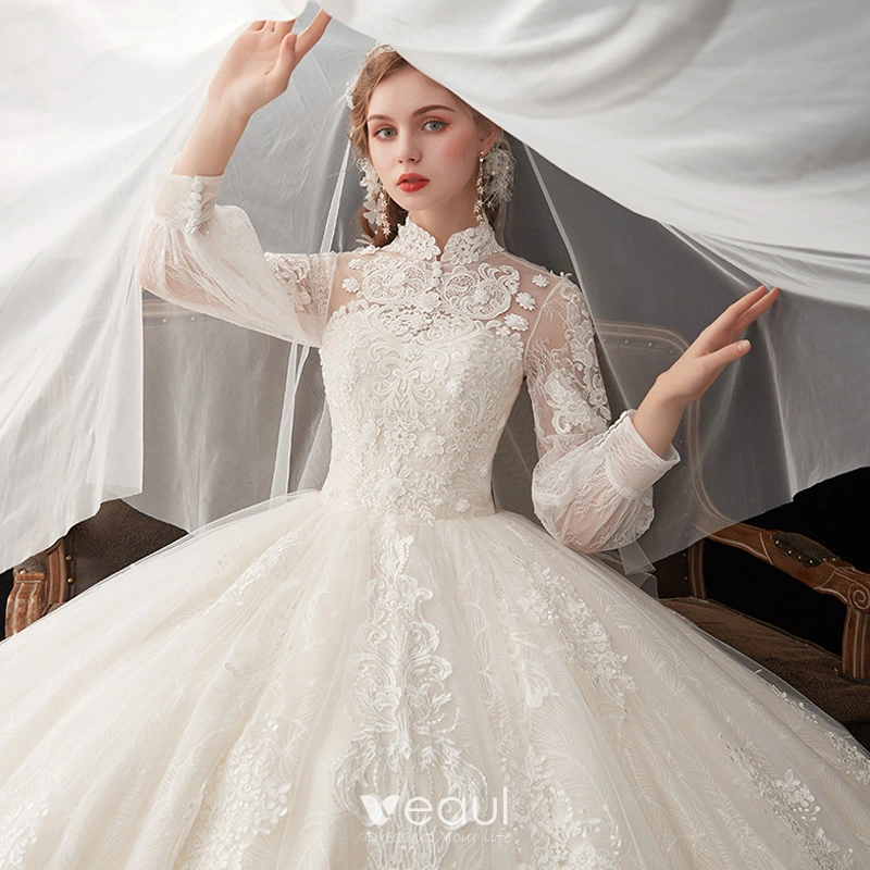 Chinese style Ivory See-through Bridal Wedding Dresses 2020 Ball Gown ...