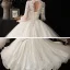 Style Chinois Ivoire Transparentes La Mariée Robe De Mariée 2020 Robe Boule Col Haut Gonflée Manches Longues Dos Nu Glitter Tulle Appliques En Dentelle Cathedral Train