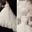 Style Chinois Ivoire Transparentes La Mariée Robe De Mariée 2020 Robe Boule Col Haut Gonflée Manches Longues Dos Nu Glitter Tulle Appliques En Dentelle Cathedral Train