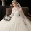 Style Victorien Champagne Transparentes La Mariée Robe De Mariée 2020 Robe Boule Col Haut Gonflée Manches Longues Dos Nu Glitter Tulle Appliques En Dentelle Perlage Cathedral Train Volants