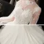 Style Victorien Champagne Transparentes La Mariée Robe De Mariée 2020 Robe Boule Col Haut Gonflée Manches Longues Dos Nu Glitter Tulle Appliques En Dentelle Perlage Cathedral Train Volants