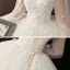 Style Victorien Champagne Transparentes La Mariée Robe De Mariée 2020 Robe Boule Col Haut Gonflée Manches Longues Dos Nu Glitter Tulle Appliques En Dentelle Perlage Cathedral Train Volants