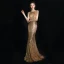 Scintillantes Doré Robe De Soirée 2019 Trompette / Sirène Titulaire Sans Manches Glitter Paillettes Longue Volants Dos Nu Robe De Ceremonie