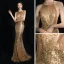 Scintillantes Doré Robe De Soirée 2019 Trompette / Sirène Titulaire Sans Manches Glitter Paillettes Longue Volants Dos Nu Robe De Ceremonie