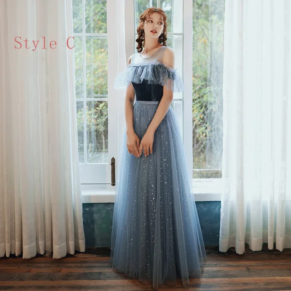 Affordable Ocean Blue Suede Winter Bridesmaid Dresses 2020 A-Line Princess Sash Star Affordable Ocean Blue Suede Winter Bridesmaid Dresses 2020 A-Line Princess Sash Star