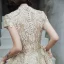 Vintage / Retro Gold Flower Lace Dancing Prom Dresses 2020 A-Line / Princess High Neck Short Sleeve Beading Asymmetrical Ruffle Formal Dresses