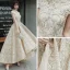 Vintage / Retro Gold Flower Lace Dancing Prom Dresses 2020 A-Line / Princess High Neck Short Sleeve Beading Asymmetrical Ruffle Formal Dresses