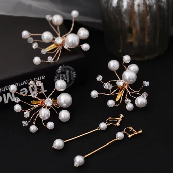 Affordable Ivory Pearl Bridal Jewelry 2020 Metal Crystal Earrings Headpieces Bridal Accessories