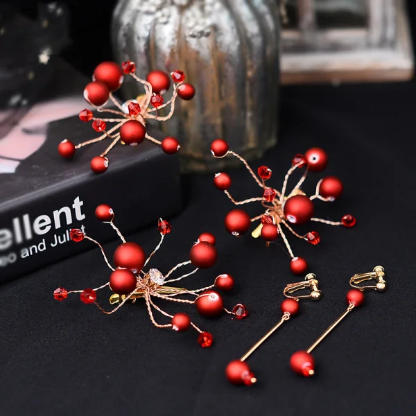 Abordable Ivoire Perle Bijoux Mariage 2020 Métal Cristal Boucles D'Oreilles Accessoire Cheveux La Mariée Accessorize