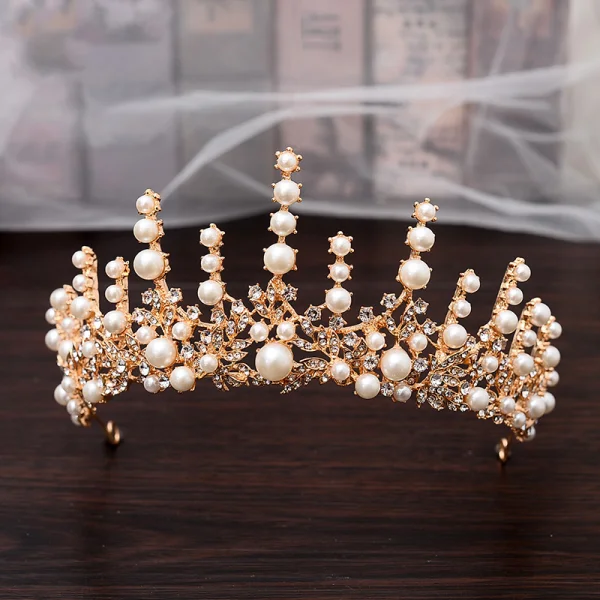 Classic Gold Bridal Jewelry 2020 Metal Pearl Rhinestone Earrings Tiara Bridal Accessories