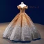 Sparkly Black Red Sequins Prom Dresses 2023 Ball Gown Off-The-Shoulder Short Sleeve Floor-Length / Long Ruffle Backless Formal Dresses