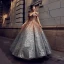 Sparkly Black Red Sequins Prom Dresses 2023 Ball Gown Off-The-Shoulder Short Sleeve Floor-Length / Long Ruffle Backless Formal Dresses