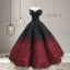 Sparkly Black Red Sequins Prom Dresses 2023 Ball Gown Off-The-Shoulder Short Sleeve Floor-Length / Long Ruffle Backless Formal Dresses