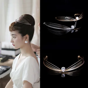 Audrey Hepburn Style Vintage Retro Bridal Hair Accessories 2020 Alloy Rhinestone Tiara Bridal Accessories