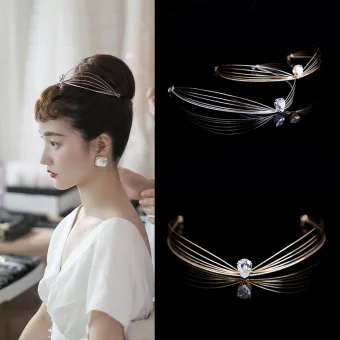 Audrey Hepburn Style Vintage Retro Bridal Hair Accessories 2020 Alloy Rhinestone Tiara Bridal Accessories