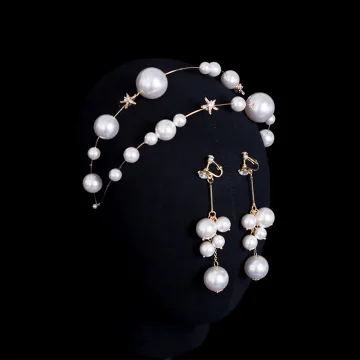 Mooie Prachtige Goud Bruidssieraden 2020 Metaal Parel Rhinestone Oorbellen Haaraccessoires Bruids Haaraccessoires