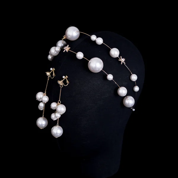 Chic / Beautiful Gold Bridal Jewelry 2020 Metal Pearl Rhinestone Earrings Headpieces Bridal Hair Accessories
