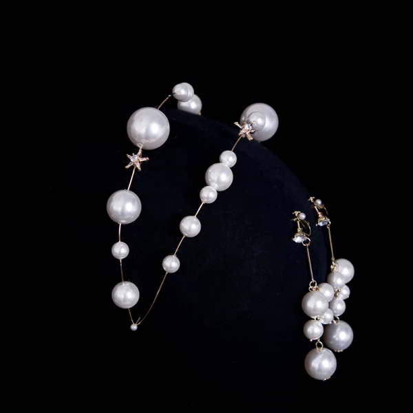 Chic / Beautiful Gold Bridal Jewelry 2020 Metal Pearl Rhinestone Earrings Headpieces Bridal Hair Accessories