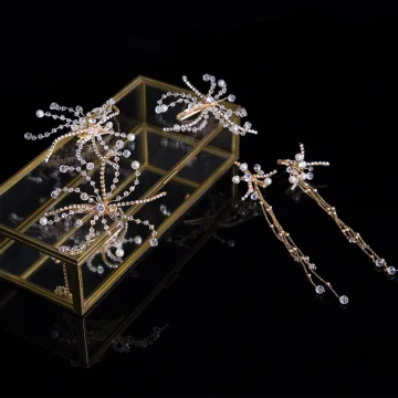 Eenvoudige Goud Bruidssieraden 2020 Metaal Parel Kristal Haaraccessoires Kwast Oorbellen Bruids Haaraccessoires