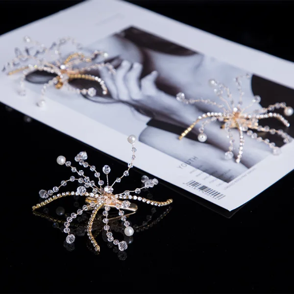 Eenvoudige Goud Bruidssieraden 2020 Metaal Parel Kristal Haaraccessoires Kwast Oorbellen Bruids Haaraccessoires