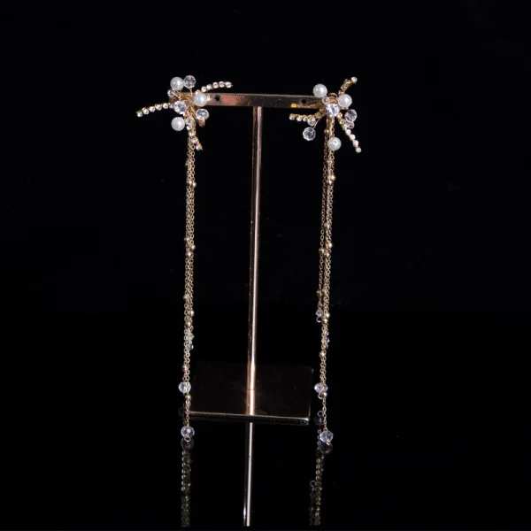 Eenvoudige Goud Bruidssieraden 2020 Metaal Parel Kristal Haaraccessoires Kwast Oorbellen Bruids Haaraccessoires