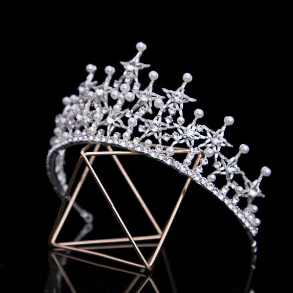 Klassieke Goud Bruids Haaraccessoires 2020 Metaal Parel Ster Rhinestone Tiara Bruids Accessoires