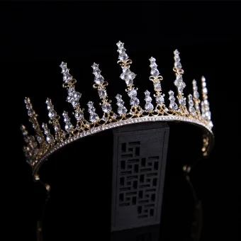 Klassisk Gull Har Tilbehor 2020 Legering Tiara Rhinestone Bryllups Tilbehør