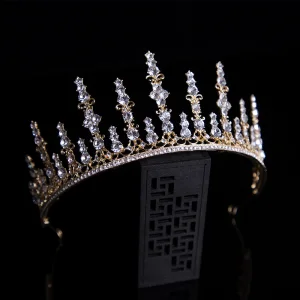 Klasyczna Złote Ozdoby Do Włosów Ślubne 2020 Stop Tiara Rhinestone Ślubna Akcesoria