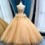 High-end Champagne Dancing Ballkjoler 2023 Ballkjole Kjæreste Uten Ermer Appliques Blonder Beading Lange Buste Ryggløse Formelle Kjoler
